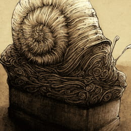 Monument of the Unknown Nomad - Snail pencil and ink cartoon